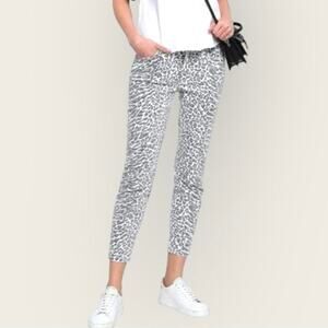 NWT Current/Elliott Leopard Print High Rise Stretch Cropped Jeans Women's 28